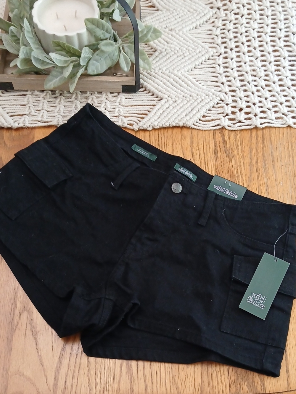 wild fable Black Women's Jean Cargo Shorts